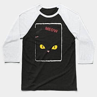 black cat with yellow eyes Baseball T-Shirt